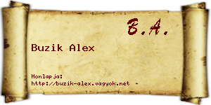 Buzik Alex névjegykártya